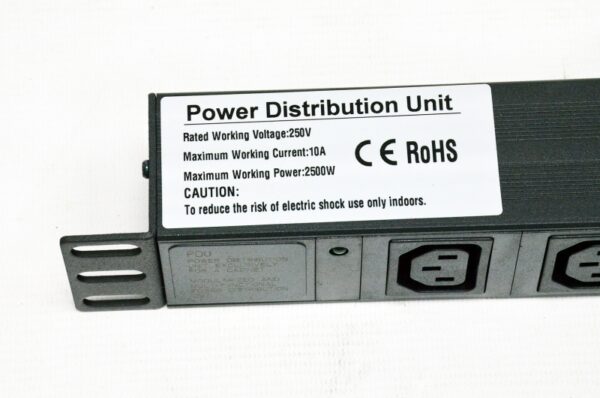 Блок 19" на 8 роз. С13, 10А, з індикат., без шнура, чорний, 1U, Kingda - Зображення 3