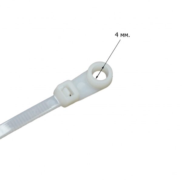 Стяжка 202 х 4.2 мм, з отвором діаметр 4 мм. під гвинт 100 шт. - Зображення 2