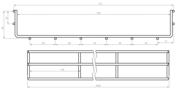 Лоток сітчастий 300х50, дріт Ø4 мм, білий цинк, 2,5м - Зображення 3