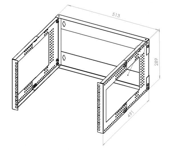 Кронштейн настінний 19" 6U, глиб. 280…480мм, сірий - Зображення 3