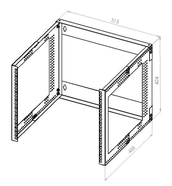 Кронштейн настінний 19" 9U, глиб. 280…480мм, сірий - Зображення 3