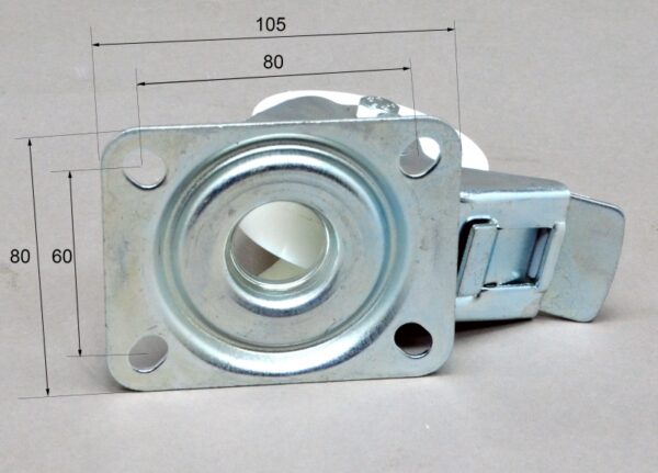 Колесо до шаф поліамід(d80) на площадці зі стопором 180кг/колесо — изображение 3