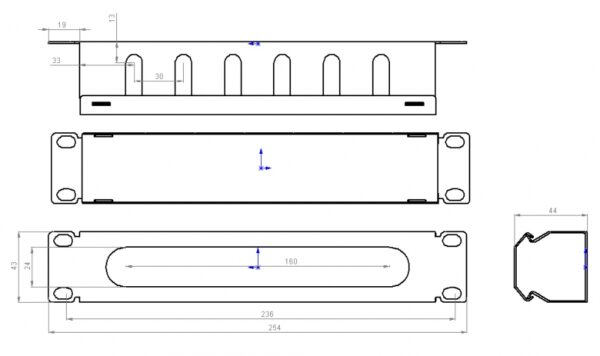 Кабельний організатор 10", 1U, перфорований - Зображення 4
