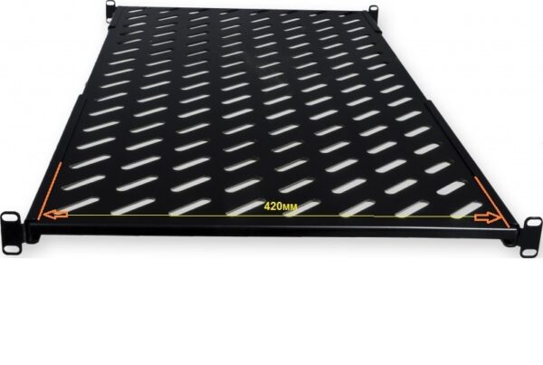 Полка 19 "4 точки кріпл. , 450мм глиб., перфорована , сталь , 1,5 мм , чорна - Зображення 4