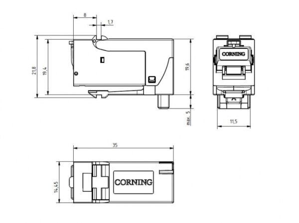 Модуль екранований xs500 Keystone, кат. 6a, Corning - Зображення 5