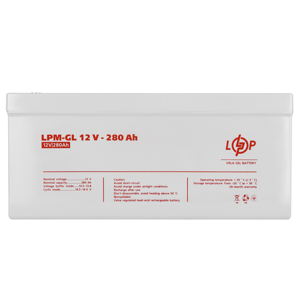 Акумулятор гелевий LPM-GL 12V - 280 Ah - Зображення 3