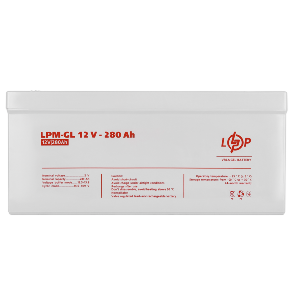Акумулятор гелевий LPM-GL 12V - 280 Ah - Зображення 3