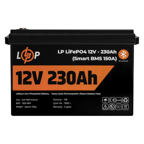 Акумулятор LP LiFePO4 12V (12,8V) - 230 Ah (2944Wh) (Smart BMS 150А) з BT пластик для ДБЖ - Зображення 2