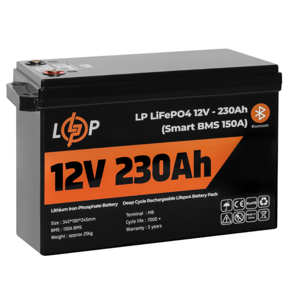 Акумулятор LP LiFePO4 12V (12,8V) - 230 Ah (2944Wh) (Smart BMS 150А) з BT пластик для ДБЖ - Зображення 4