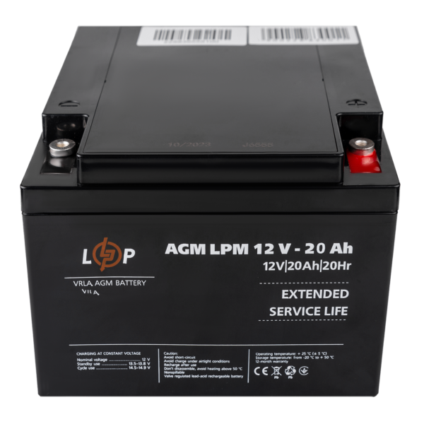 Акумулятор AGM LPM 12V-20 Ah під болт М5 - Зображення 2