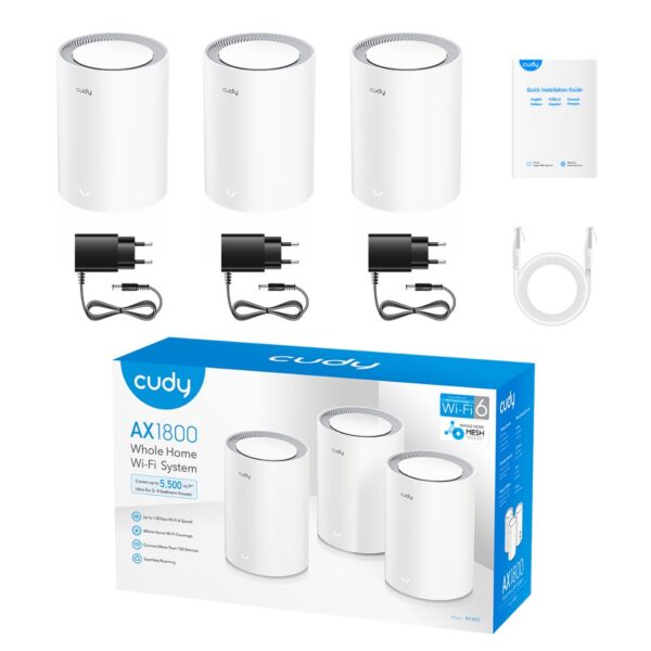 Маршрутизатор WiFi Mesh-система WiFi 6 Cudy M1800 (3-Pack) 3 штуки дводіапазонні гігабітні — изображение 5