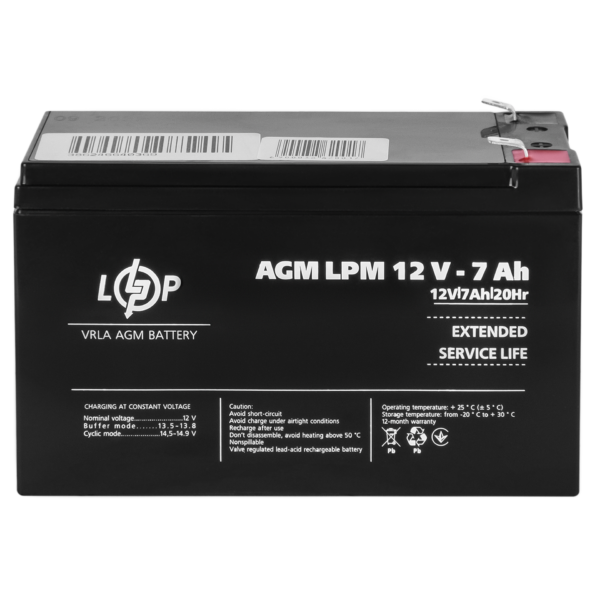 Акумулятор AGM LPM 12V - 7 Ah - Зображення 3