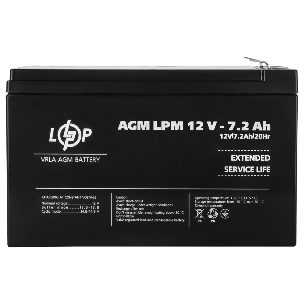 Акумулятор AGM LPM 12V - 7.2 Ah - Зображення 4