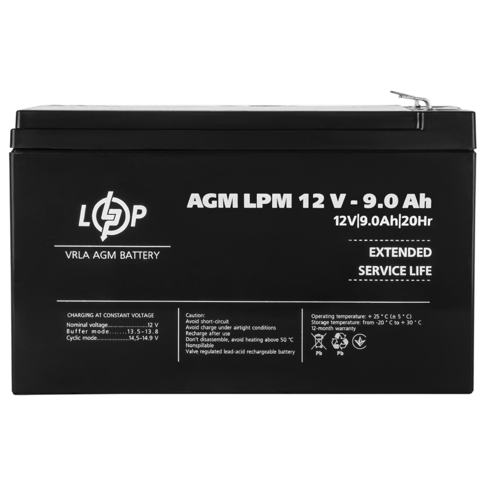 Акумулятор AGM LPM 12V - 9 Ah - Зображення 3
