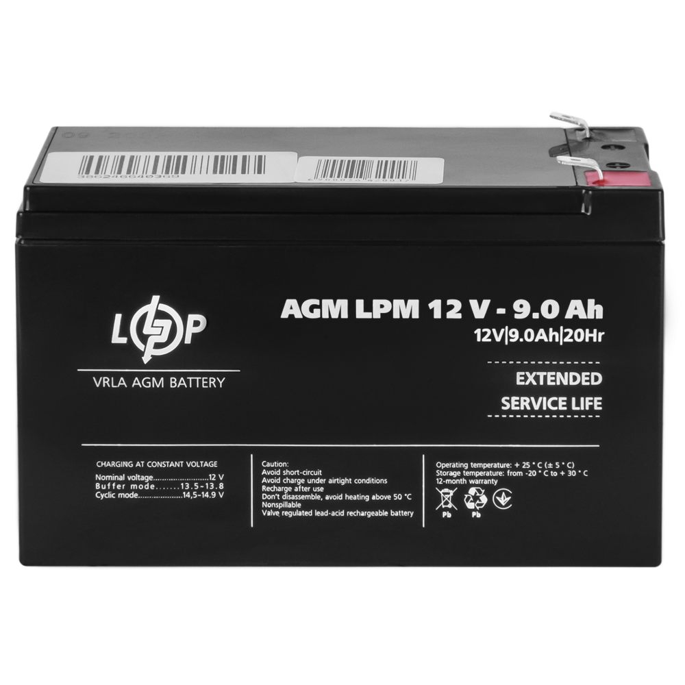 Акумулятор AGM LPM 12V - 9 Ah - Зображення 4
