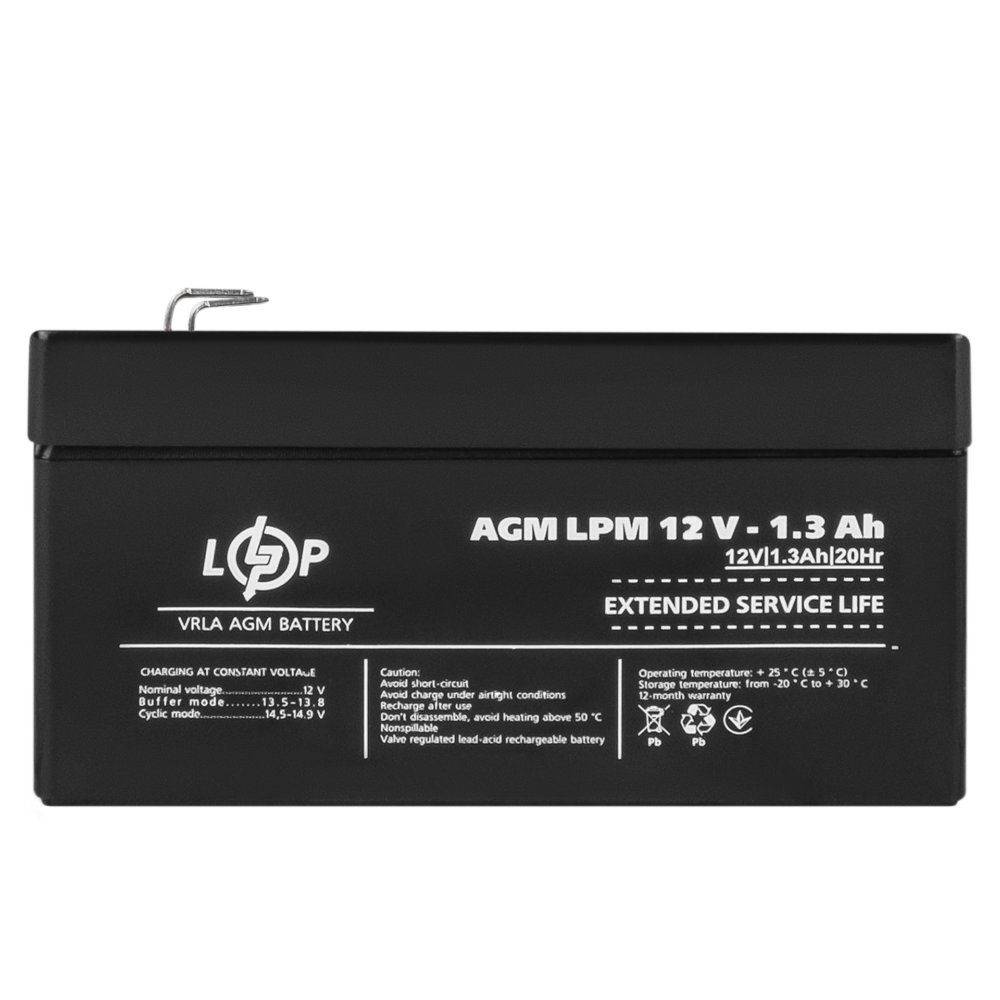 Акумулятор AGM LPM 12V - 1.3 Ah - Зображення 3
