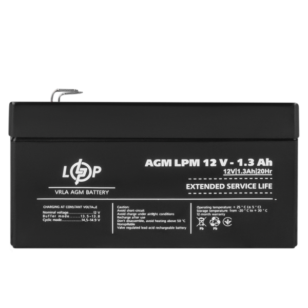 Акумулятор AGM LPM 12V - 1.3 Ah - Зображення 3