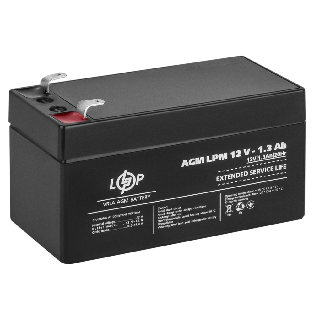 Акумулятор AGM LPM 12V - 1.3 Ah - Зображення 4