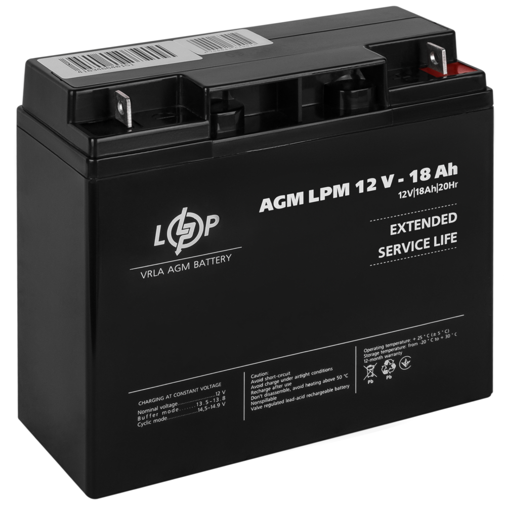Акумулятор AGM LPM 12V - 18 Ah - Зображення 2