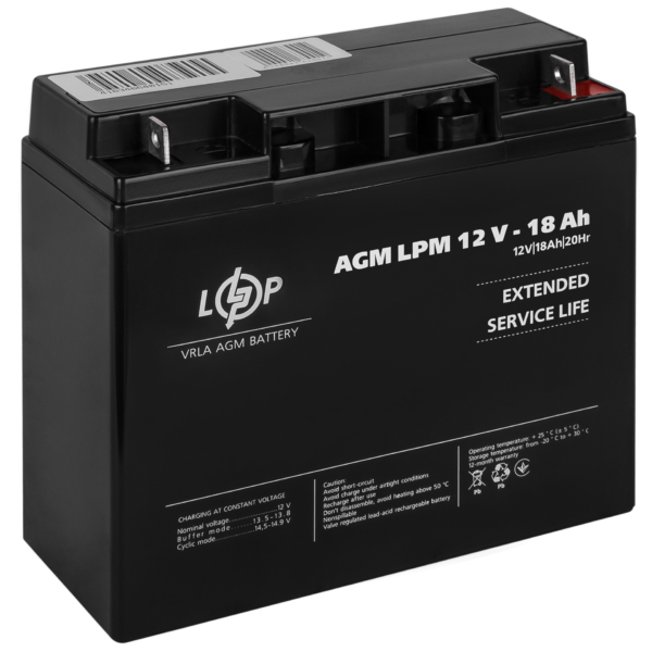 Акумулятор AGM LPM 12V - 18 Ah - Зображення 2