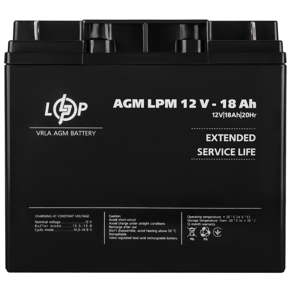 Акумулятор AGM LPM 12V - 18 Ah - Зображення 3