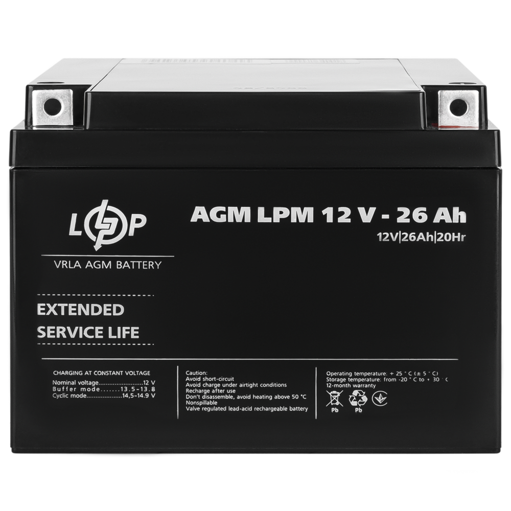 Акумулятор AGM LPM 12V - 26 Ah - Зображення 4