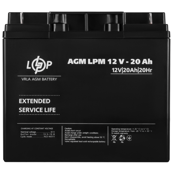 Акумулятор AGM LPM 12V - 20 Ah - Зображення 3