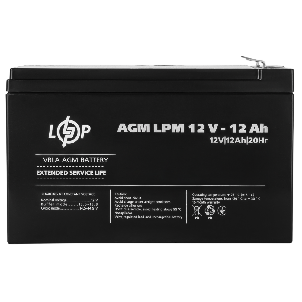 Акумулятор AGM LPM 12V - 12 Ah - Зображення 2