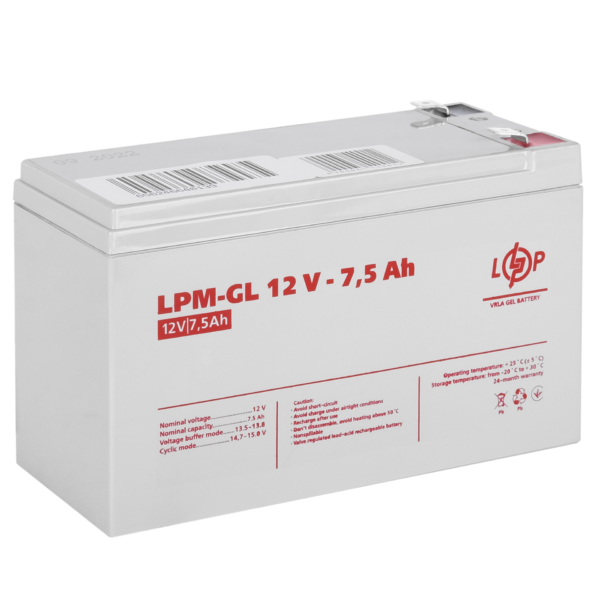Акумулятор гелевий LPM-GL 12V - 7.5 Ah — изображение 2