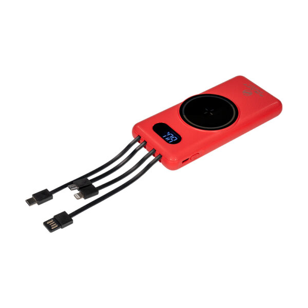 Повербанк 10000mAh Power Bank Kraft KPB-1110W Red бездротова зарядка - Зображення 2