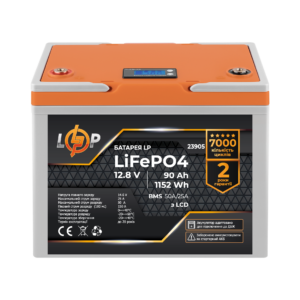 Акумулятор LP LiFePO4 12,8V - 90 Ah (1152Wh) (BMS 50A/25А) пластик LCD для ДБЖ