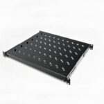 Полка 19" 4 точки кріпл., 400мм глиб., перфорована, сталь, 1,5 мм, чорна