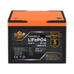 Акумулятор LP LiFePO4 25,6V - 50 Ah (1280Wh) (BMS 80A/50А) пластик Smart BT