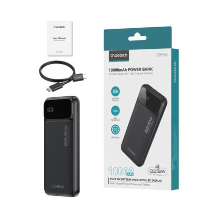 Повербанк 10000mAh Choetech B728 Black 22.5W QC3.0 PD3.0 - Зображення 3