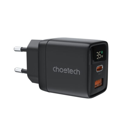 Мережевий зарядний пристрій Choetech PD6052 PD35W GAN A+C Black