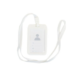 Бейдж на шнурку, вертикальний, колір білий – ATIS, 111 x 69 x 5 мм