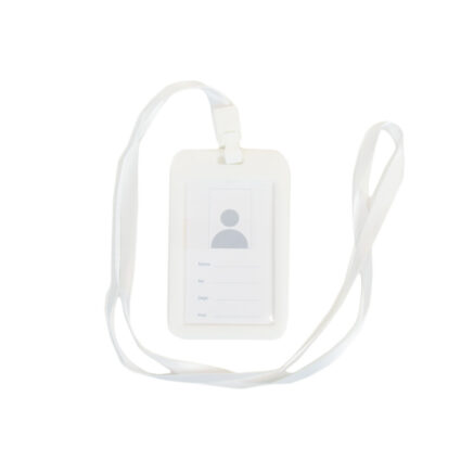 Бейдж на шнурку, вертикальний, колір білий – ATIS, 111 x 69 x 5 мм