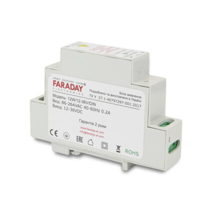 Блок живлення Faraday Electronics 12W/12-36V/DIN для кріплення на DIN рейку — изображение 3
