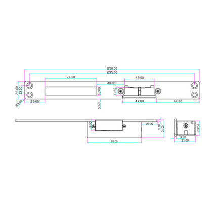 Електрозащіпка Yli Electronic YS-132NC (power closed) довга для системи контролю доступу - Зображення 4