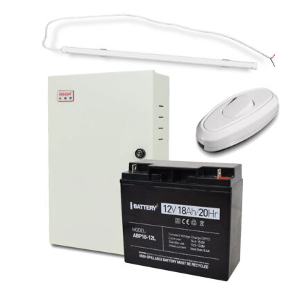 Комплект: Cвітильник LED лінійний 1500мм 22Вт 6500K + Безперебійний блок живлення UPS 85W Smart ASCH MBB 12 В + Акумулятор ABP18-12L 18 А·год + Перемикач світла e.switch wires 6A white