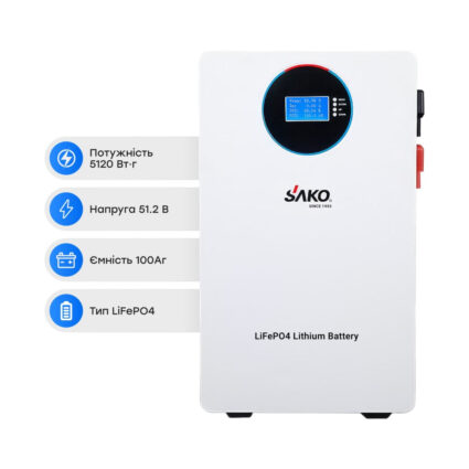 Акумуляторна батарея літій-залізо-фосфатна 100Аг 51.2В 5120Втг Sako SK-51.2V100Ah Li-Sun series LiFePo4 настінний монтаж - Зображення 2