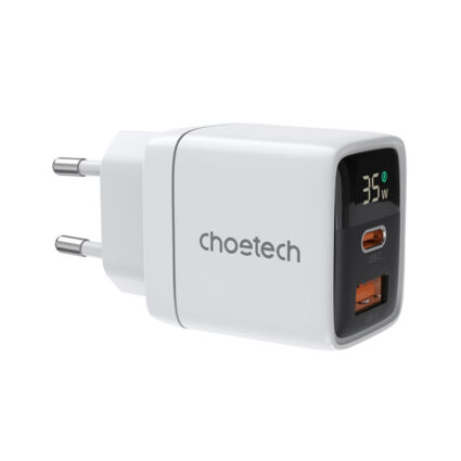 Мережевий зарядний пристрій Choetech PD6052 PD35W GAN A+C White