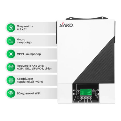 Комплект резервного живлення: автономний інвертор 4.2kW Sako SUNON IV 24V +120A MPPT та 2 акумуляторні батареї 12.8В 100Аг Cyclen 12.8V 100AH LiFePo4 - Зображення 2