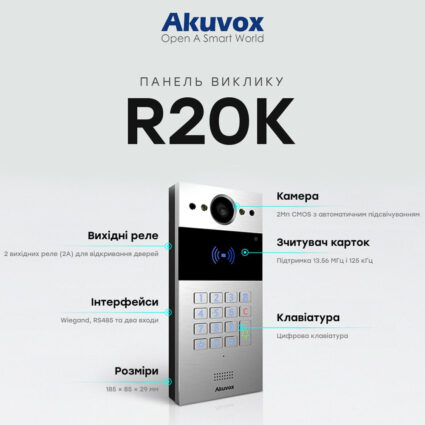 IP-відеопанель багатоабонентська 2Mp Akuvox R20K Silver зі зчитувачем EM-Marine / Mifare / NFC - Зображення 5