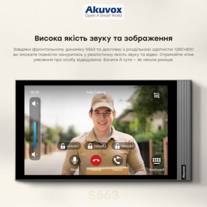 Відеодомофон 8” WiFi Akuvox S563W Black SIP Android з Bluetooth - Зображення 5