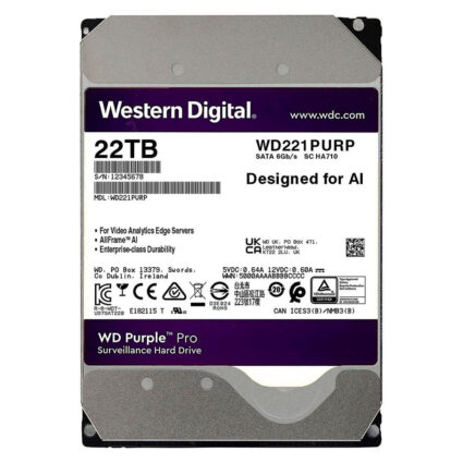 Жорсткий диск 22TB Western Digital WD Purple Pro WD221PURP для відеоспостереження з AI - Зображення 2