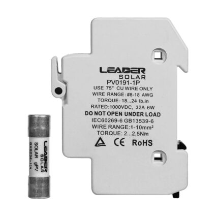 Комплект роз'єднувача та запобіжника 1000V Leader 32A PV0191-1P та 15A BX0234 для сонячних панелей — изображение 3