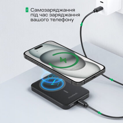 Повербанк 5000mAh Choetech B709 Black PD3.0 бездротова магнітна зарядка - Зображення 5