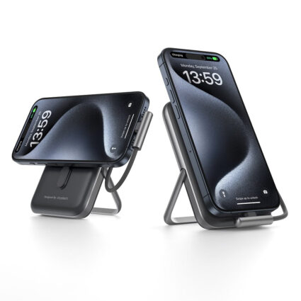 Повербанк 10000mAh Choetech B735 Black QC3.0 PD3.0 бездротова магнітна зарядка, вбудований кабель, підставка - Зображення 4