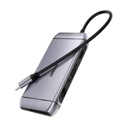 USB-C хаб 9-в-1 Choetech M15 HDMI 4K@30Hz, VGA, 3 USB3.0, RJ45, USB-C PD, SD-card, TF-card - Зображення 2